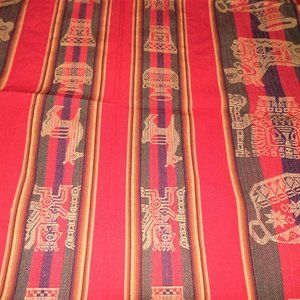 Red  Tapestry Manta Lamas Designs